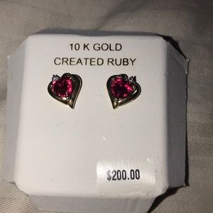 Real 10k gold and ruby earrings!